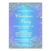 Frozen Lavender Purple Teal Snowflake Christmas 4.5x6.25 Paper Invitation Card
