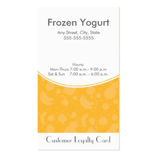 Frozen Yogurt Loyalty Business Card (front side)