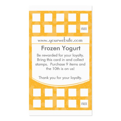 Frozen Yogurt Loyalty Business Card (back side)