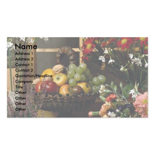 Fruit and flower arrangements business cards (front side)