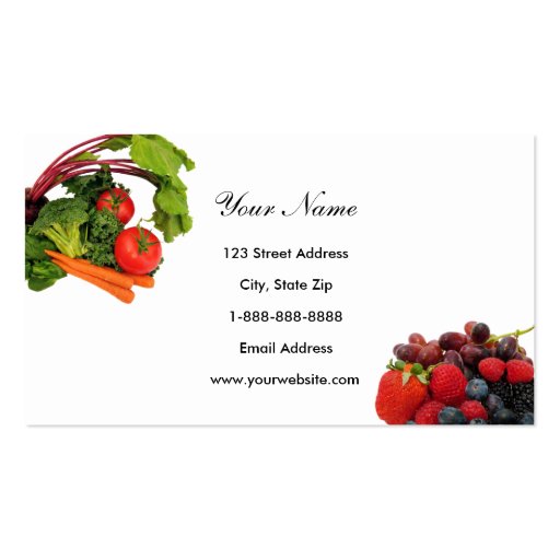 Fruit and Vegetable Business Cards (front side)