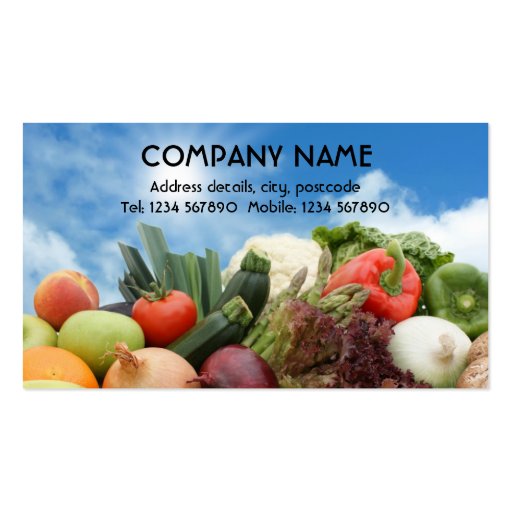 Fruit and vegetables business card (front side)