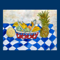 fruit basket still life art painting poster print