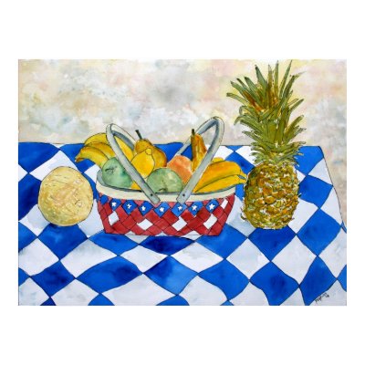 fruit basket still life art painting poster print by dereklovessheila