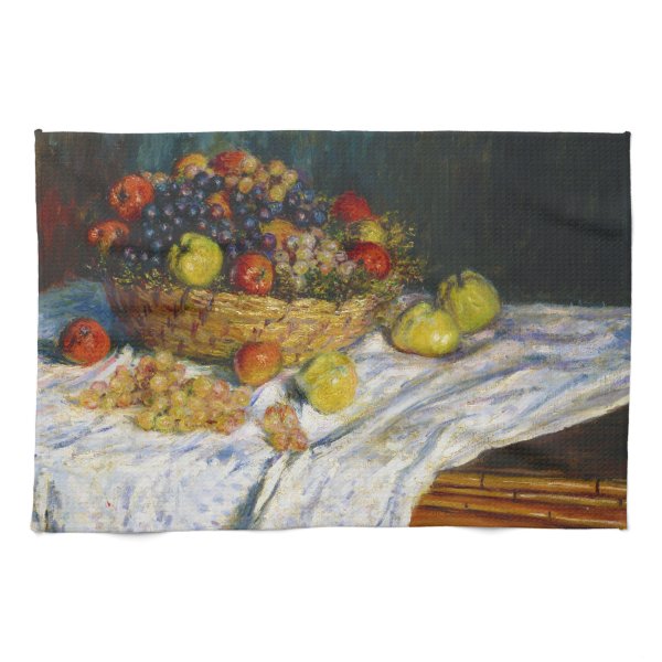 Fruit Basket with Apples and Grapes Claude Monet Towels