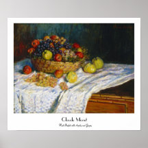 Fruit Basket with Apples and Grapes Claude Monet Print