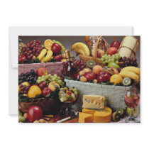 Fruit baskets, mixed fruit and cheeses custom announcement