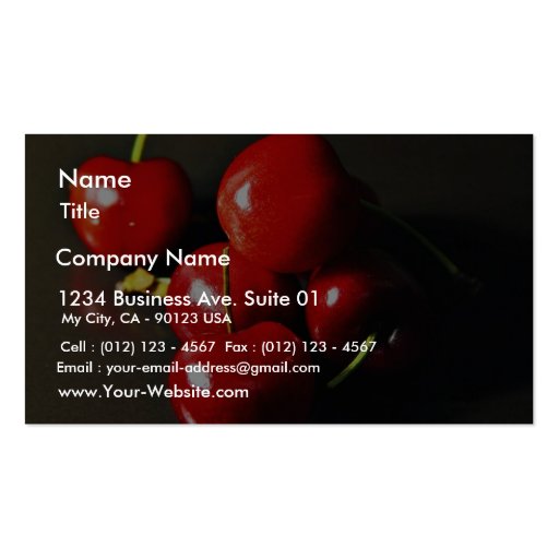 Fruit Cherries Cherry Business Card Templates (front side)
