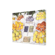 Fruit Displayed on a Stand by Gustave Caillebotte Stretched Canvas Prints
