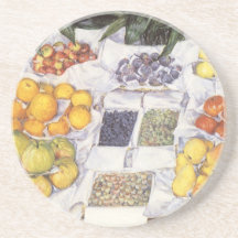 Fruit Displayed on a Stand by Gustave Caillebotte Beverage Coasters