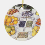 Fruit Displayed on a Stand by Gustave Caillebotte Christmas Tree Ornaments