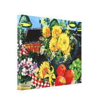 Fruit & Flowers Stretched Canvas Print
