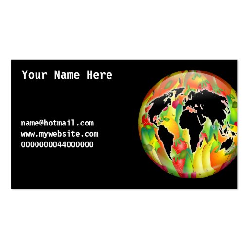 Fruit Globe, Your Name Here, Business Card Templates (front side)