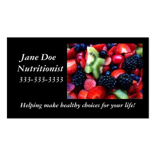 Fruit nutrition card. business cards