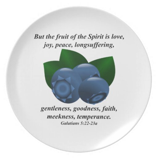 Fruit of the Spirit Blueberry with Bible Verse Plate Zazzle