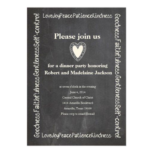 Fruit of the Spirit Chalkboard Anniversary Party Personalized Invite