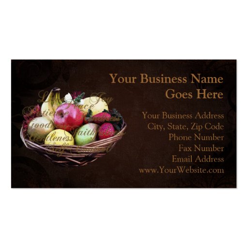Fruit of the Spirit, Painted Brown Basket Business Card Template (front side)
