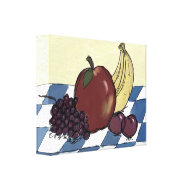 Fruit on a Blue and White Tablecloth Canvas wrappedcanvas