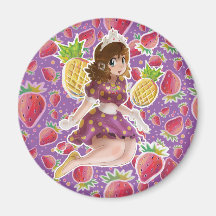 Fruit Pineapple Princess Strawberry Pattern Refrigerator Magnets