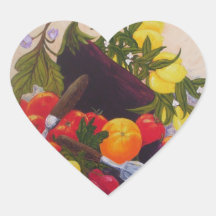 Fruit & Vegetable Medley Heart Sticker