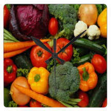 FRUIT & VEGETABLES SQUARE WALL CLOCK