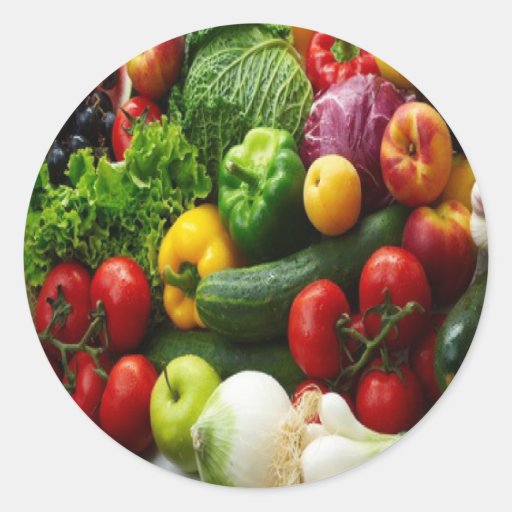 FRUIT & VEGETABLES ROUND STICKER