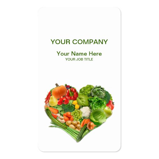 Fruits and Vegetables Heart Business Business Card Template (front side)