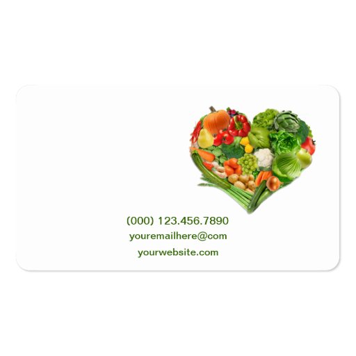 Fruits and Vegetables Heart Business Business Card Template (back side)