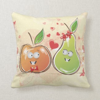 fruity love apple and pear valentine pillows