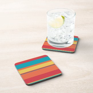 Fruity Tropical Tonal Stripes Drink Coaster