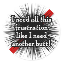 Frustration Round White Sticker by jamieco Frustration Round White Sticker