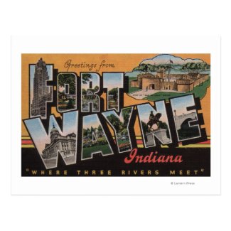 Ft. Wayne, Indiana - Large Letter Scenes Postcard