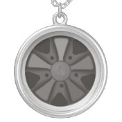 Fuchs wheel for classic racing car, 911 inspired custom necklace