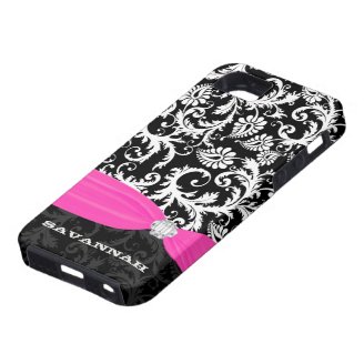 Fuchsi White Plus Any Color Damask Printed Crystal iPhone 5 Cases