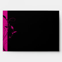 Fuchsia and Black Filigree Wedding Envelope