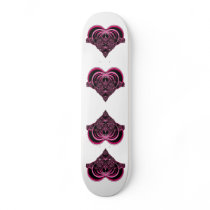 Fuchsia and black fractal heart skateboards