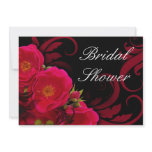 Fuchsia and Black Garden Rose Bridal Shower Announcement