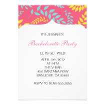 Fuchsia and Blue Ferns Foliage Bachelorette Party invitations