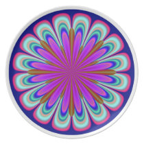 Fuchsia and Navy Fractal Flower Plate