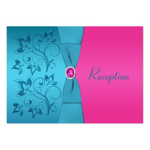 Fuchsia and Turquoise Reception Enclosure Card Business Card