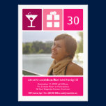 Fuchsia Birthday Icon Grid Photo invitations