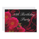 Fuchsia,Black Garden Rose Birthday Party (any age) Personalized Invite