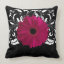Fuchsia, Black/White Gerbera Daisy Throw Pillows
