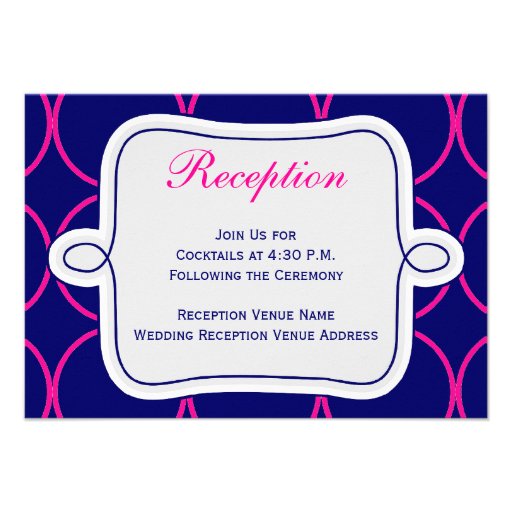 Fuchsia Blue Modern Wedding Reception #2 Custom Invite