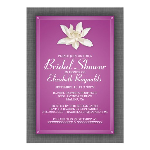 Fuchsia Bridal Shower Invitations