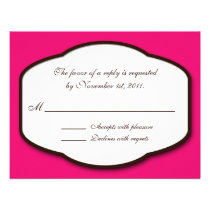 Fuchsia Brown & White Reply / RSVP Cards Personalized Announcement
