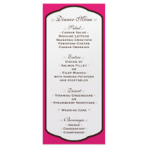 Fuchsia Brown & White Wedding Reception Menus Rack Card Template