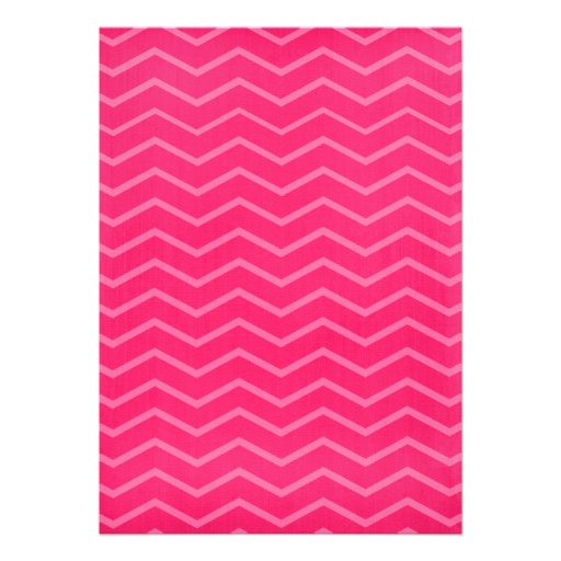 Fuchsia Chevron Stripes Wedding Invitations