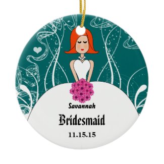 Fuchsia & Coral Wedding Red Hair Bridesmaid ornament