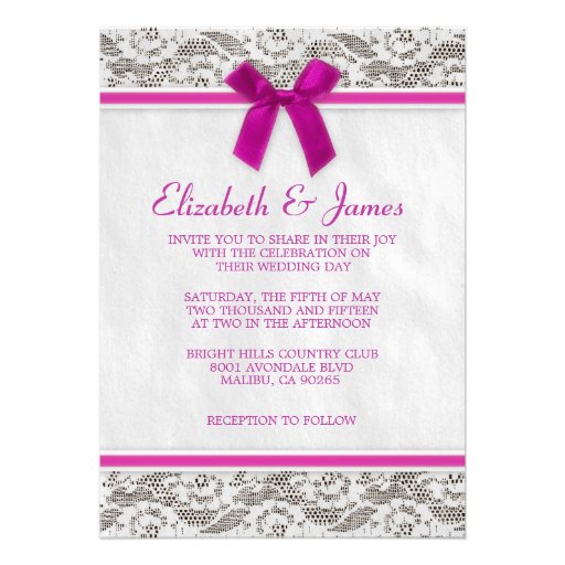 Fuchsia Country Lace Wedding Invitations